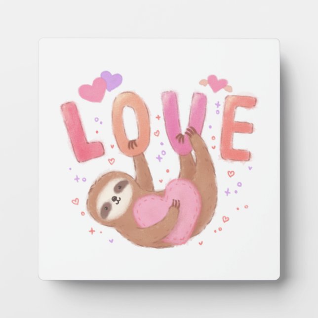 Happy Valentine's Day with Sloth Plaque (Front)