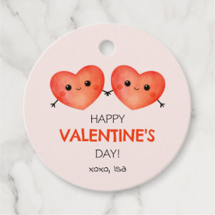 Happy Valentine's Day with smiling hearts Favour Tags