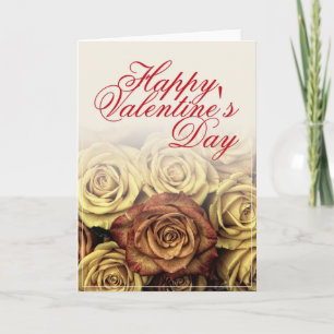 Happy Valentine's day with yellow Rosenbouquet Card
