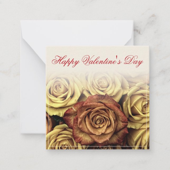 Happy Valentine's day with yellow Rosenbouquet Card (Front)
