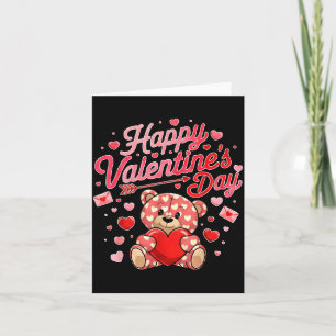 Happy Valentines Day Women Cute Bear Valentine Hea Card