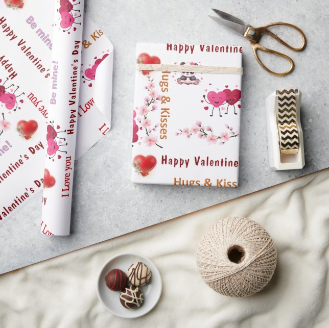 Happy Valentine's Day Wrapping Paper Couple Hearts (Crafts)
