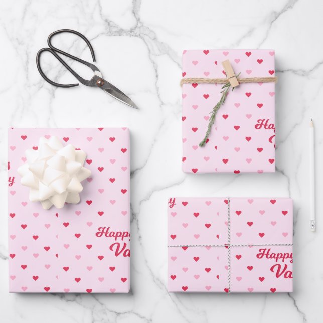 Happy Valentine's Day Wrapping Paper Sheet (Front)