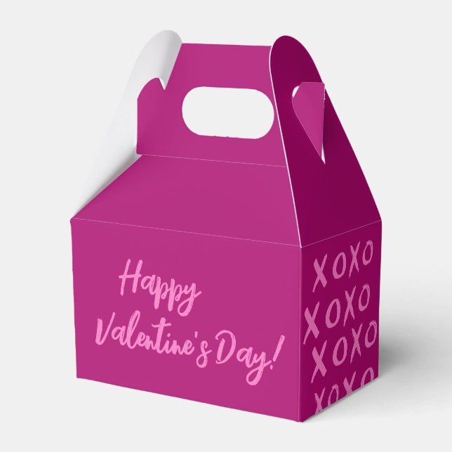 Happy Valentine's Day XOXO magenta pink Cute  Favour Box (Front Side)