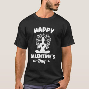 Happy Valentines Day Yoga Namaste Sukhasana Hearts T-Shirt