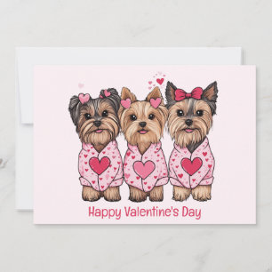 Happy Valentines Day Yorkie Dogs Holiday Card