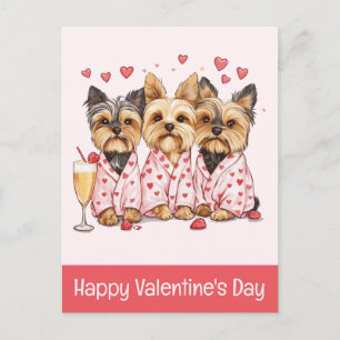 Happy Valentines Day Yorkie Dogs Postcard
