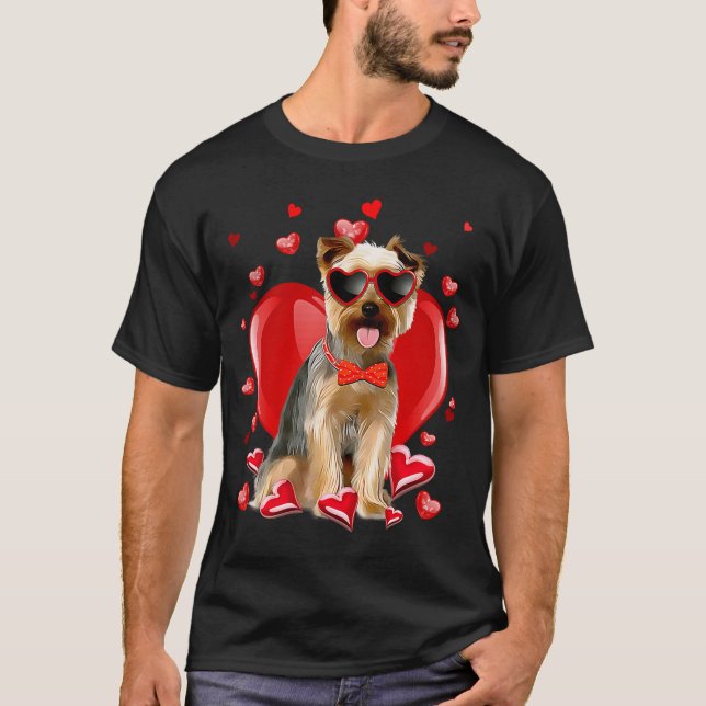 Happy Valentines Day Yorkshire Terrier  Dog  V Day T-Shirt (Front)