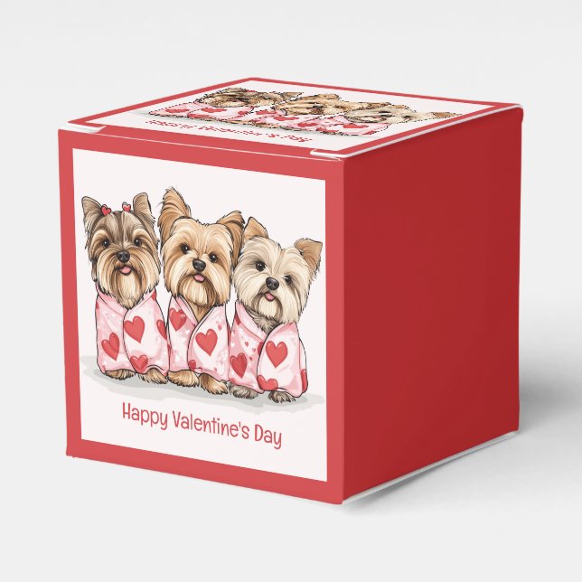 Happy Valentines Day Yorkshire Terrier Dogs Favour Box (Front Side)