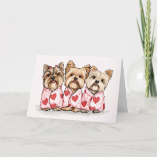 Happy Valentines Day Yorkshire Terrier Dogs Holiday Card