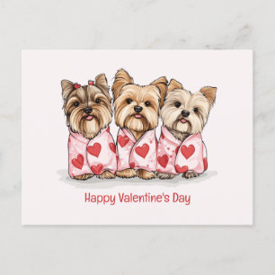 Happy Valentines Day Yorkshire Terrier Dogs Holiday Postcard