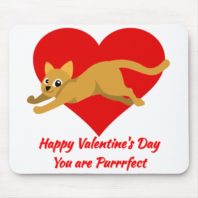Happy Valentine's day You are Purrrfect cute cat Mouse Pad (Front)
