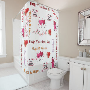Happy Valentine's DayShower Curtain, Couple Hearts Shower Curtain