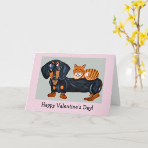 Happy Valentine's Dog & Cat Folded Greeting Card