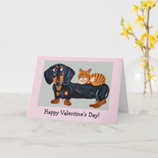 Happy Valentine's Dog & Cat Folded Greeting Card