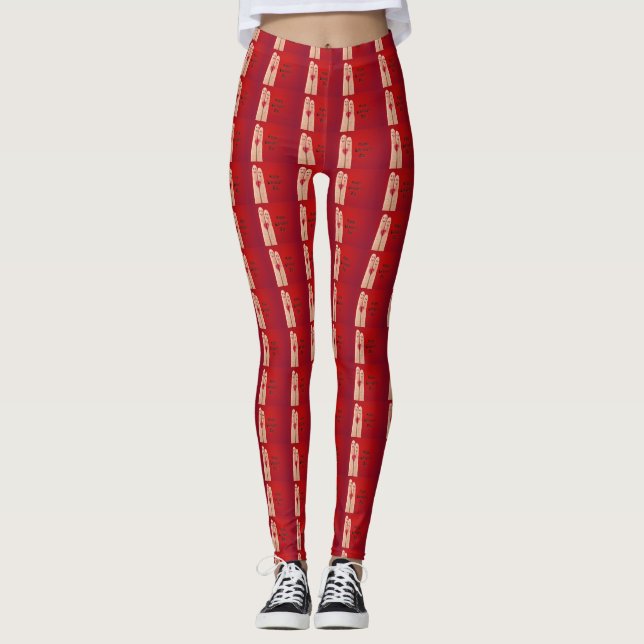 Happy Valentines Fingers Leggings (Front)