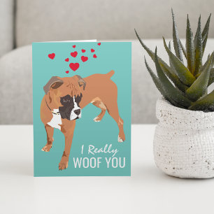 Happy Valentines From the Dog   Boxer Dog Card