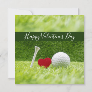 Happy Valentine's golfer with love and golf ball Holiday Card