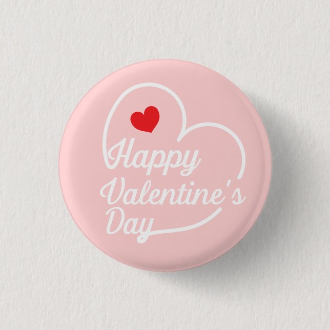 Happy Valentine's Heart Swash 3 Cm Round Badge (Front)