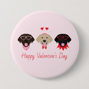 Happy Valentines Labrador Retriever Dogs 7.5 Cm Round Badge