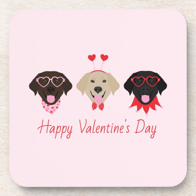Happy Valentines Labrador Retriever Dogs Coaster (Front)