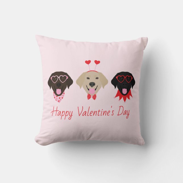 Happy Valentines Labrador Retriever Dogs Cushion (Front)