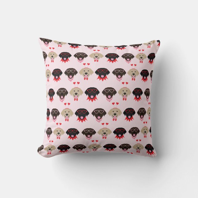 Happy Valentines Labrador Retriever Dogs Cushion (Front)
