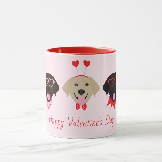 Happy Valentines Labrador Retriever Dogs Mug (Center)