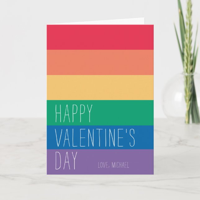 Happy Valentine's | LGBTQ Rainbow Valentine Holiday Card (Front)