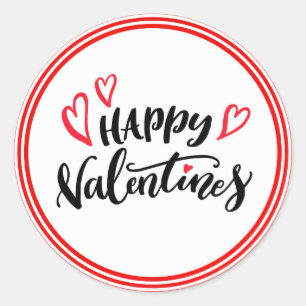 Happy Valentines Modern Typography Design Classic Round Sticker