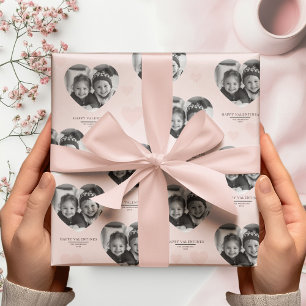 Happy Valentine's Personalised Heart Photo Pastel  Wrapping Paper