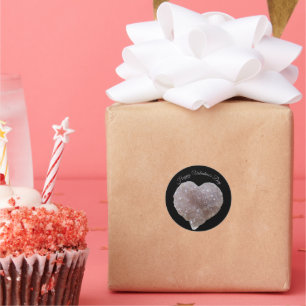 Happy Valentines Pink Amethyst Crystals Heart Classic Round Sticker