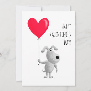 Happy Valentine's Red Heart Dog Puppy Holiday Card