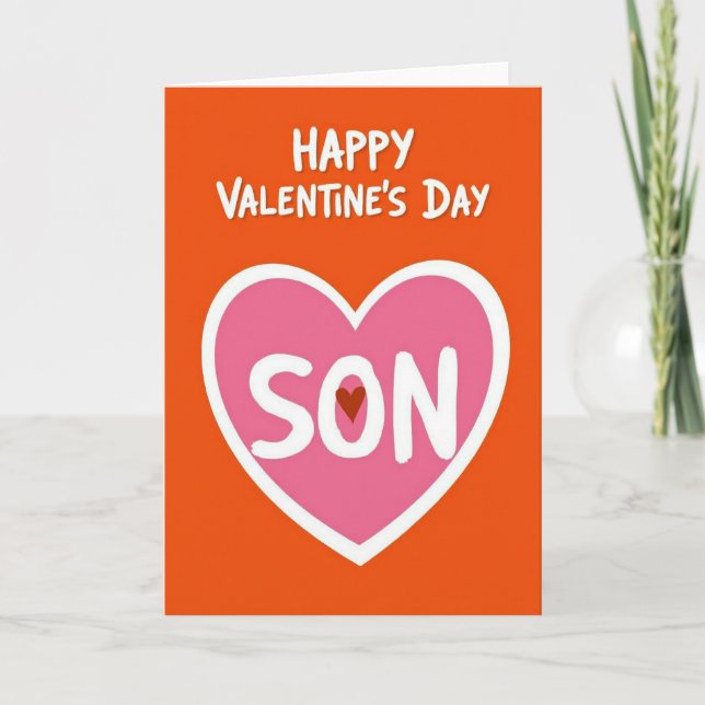 Happy Valentines Son Brush Heart Card (Front)