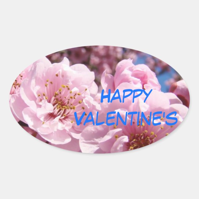 Happy Valentine's stickers Pink Blossoms Spring (Front)