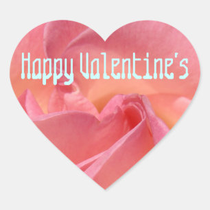 Happy Valentine's stickers Pink Rose Heart