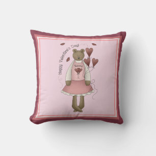Happy Valentine's Teddy Bear Pillow