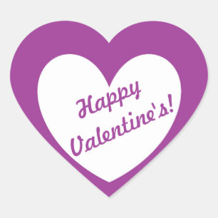 "Happy Valentine's" white heart on purple Heart Sticker