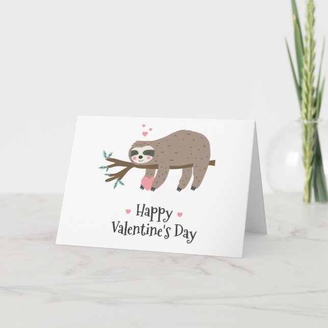 Happy Valentines's Day Sloth Holiday Card (Front)