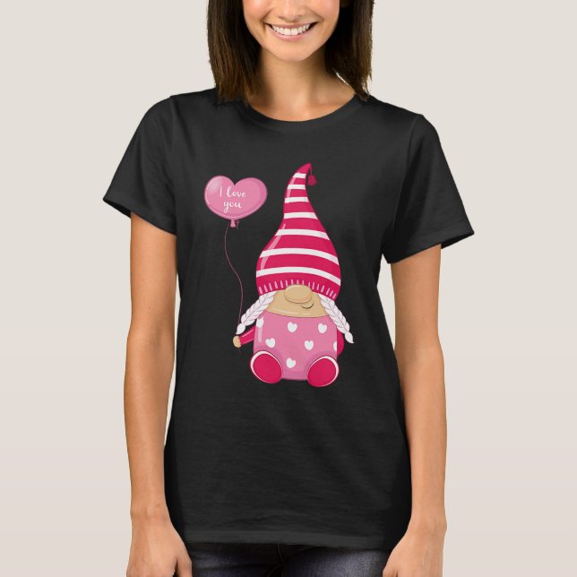 Happy Valentineu2019s Day Female Gnome I Love You T-Shirt (Front)