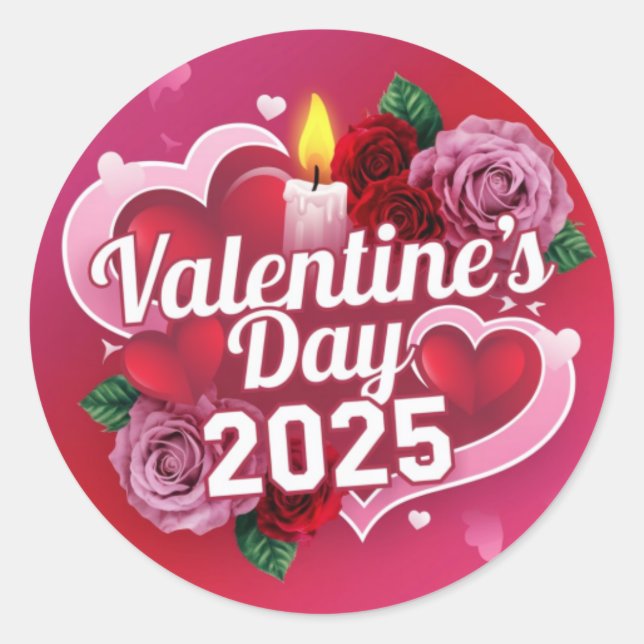 happy vallentine's day classic round sticker (Front)