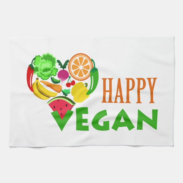 HAPPY VEGAN TEA TOWEL (Horizontal)