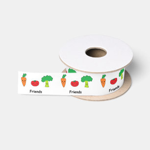Happy Vegetable Friends Satin Ribbon
