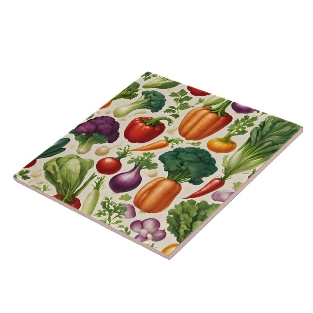 Happy Vegetables Healthy Food Modern Collection Ceramic Tile (Side)