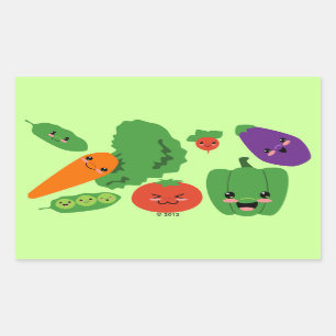 Happy Veggies Rectangular Sticker