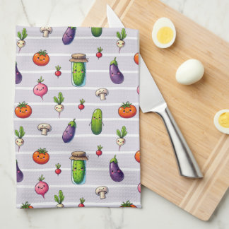 Happy veggies — sweet vegetable tea towel