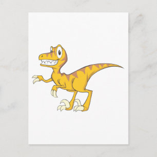 Happy Velociraptor Dinosaur Postcard
