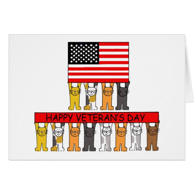 Happy Veteran's Day Cartoon Cats (Front Horizontal)