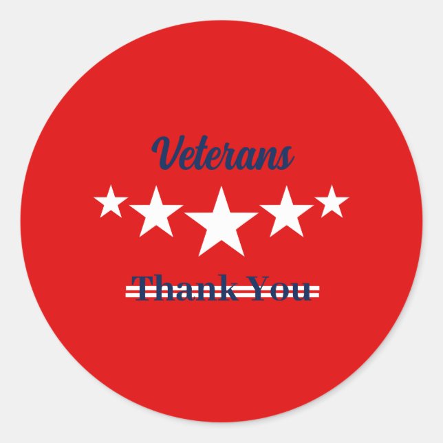Happy Veterans Day  Classic Round Sticker (Front)