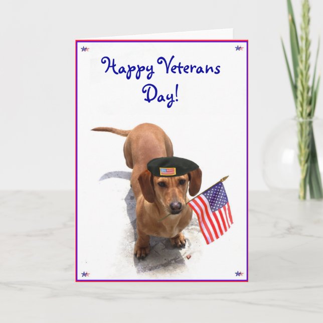 Happy Veterans Day Dachshund Greeting card (Front)